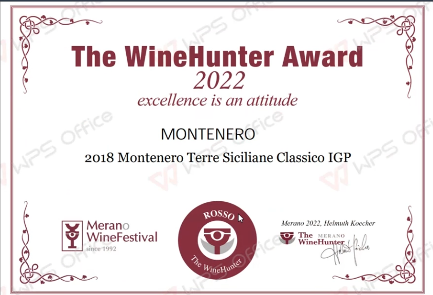 Il Montenero 2018 premiato al Merano WineFestival con il WineHunter Award Rosso